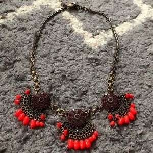 JCREW statement necklace poppy red/ gold